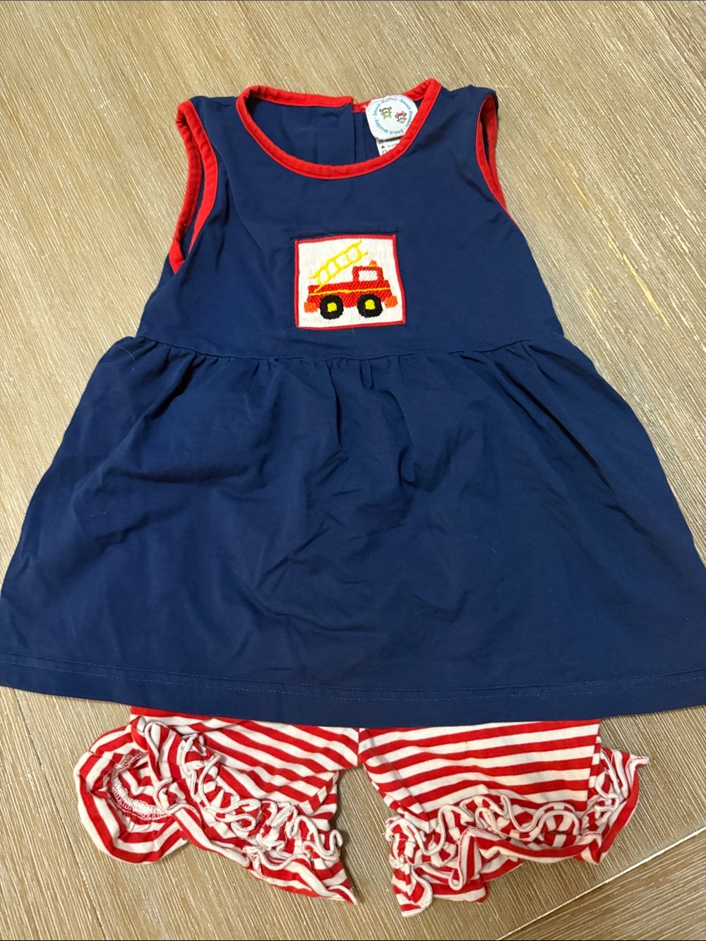 Navy and Red Fire Truck Matching Set